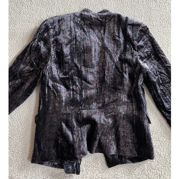 Lucky Brand Jacket 10 Medium Velour Open Floral Long Sleeve Black Classic Career - Picture 6 of 14